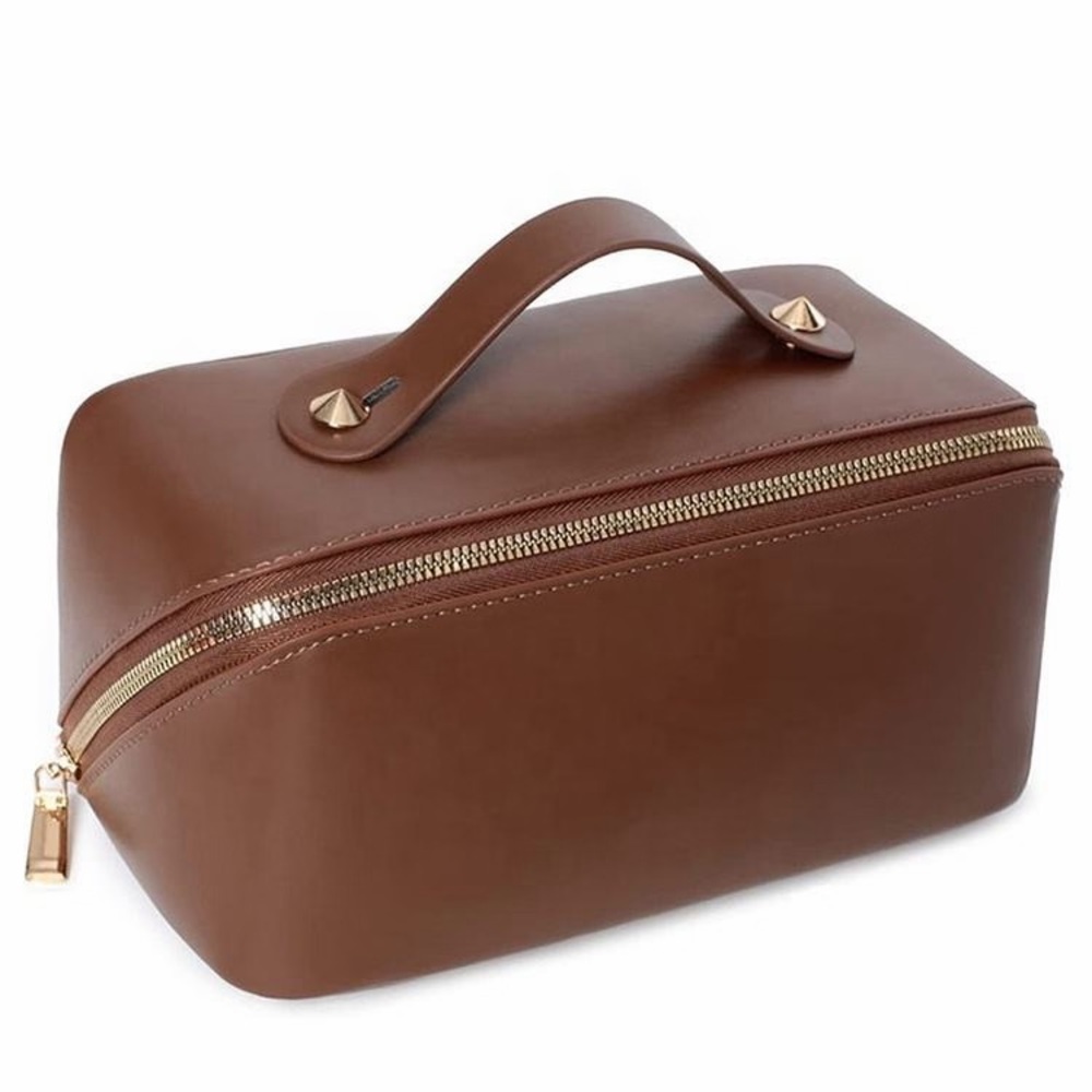 Brown Leather Cosmetic Bag